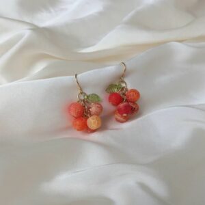 Orange Bead Drop Earrings