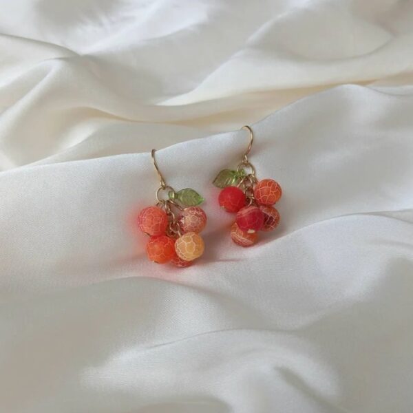 Orange Bead Drop Earrings
