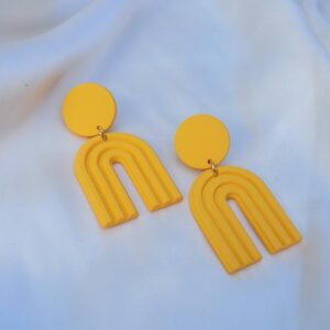Yellow Arch Statement Earrings