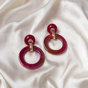 Red Hoop Drop Earrings