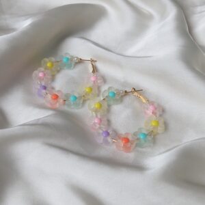 Pastel Daisy Hoop Earrings