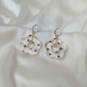 Polka Dot Floral Drop Earrings