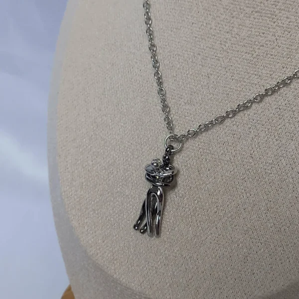 Silver Necklace with Hugging Figures