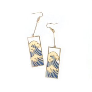 Gold Wave Design Drop Earrings