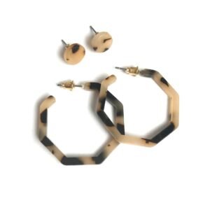 Tortoiseshell Hoop & Stud Earring Set