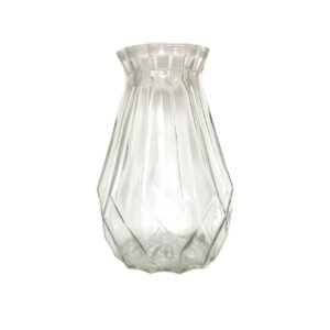 Diamond Clear Glass Vase - Decorative Bottle, vintage, Art Deco Style, Gift, Glassware, Flower Arranging, Homeware, Flowers, geometric