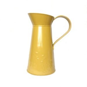 Metal Mustard Yellow Jug - Botanical Jug, Mustard Vase, Metal Jug, Flower Arranging, Decorative Jug, Homeware, Flowers,Home Decor