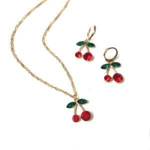 Cherry Necklace and Earring Set