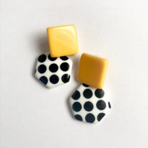 Bold Mustard Yellow & Spotty Drop Earrings