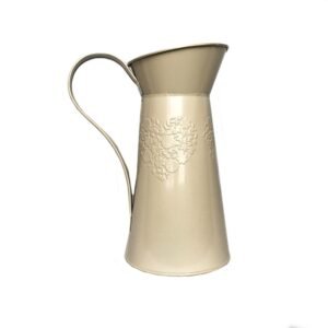 Metal Cream Jug - Botanical Jug, Cream Vase, Metal Jug, Flower Arranging, Decorative Jug, Homeware, Flowers,Home Decor, Beige Jug, White