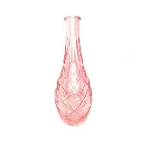 Diamond Pink Glass Vase - Decorative Bottle, Vintage Style, Art Deco Style, Gift, Glassware, Flower Arranging, Homeware, Flowers, Geometric