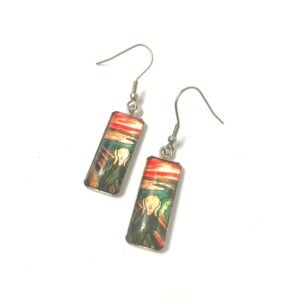 Art Print Rectangle Drop Earrings