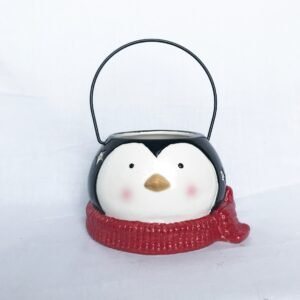 Ceramic Penguin Lantern - Xmas Decoration, Christmas Decorations, Rustic Decor, Penguin Decor, Christmas Decor, Rustic Penguin Lantern