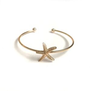 Gold Starfish Bangle Bracelet