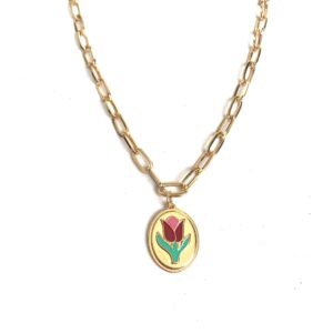 Gold Plated Tulip Flower Necklace - Gold Jewellery, Accessories, Pendant Necklace, Drop Necklace, Charm Necklace, Tulip Charm Necklace
