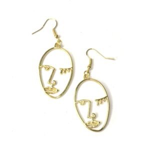 Gold Face Outline Drop Earrings