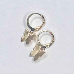 Gold Hoop Butterfly Drop Earrings