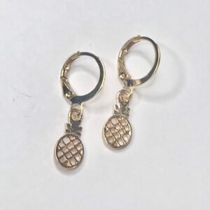 Gold Pineapple Charm Drop Earrings
