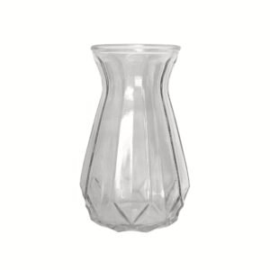 Diamond Clear Glass Vase - Decorative Bottle, Vintage Style, Art Deco Style, Gift, Glassware, Flower Arranging, Homeware, Flowers, Geometric
