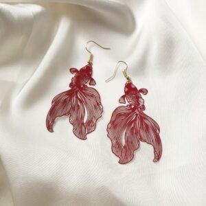 Red Koi Fish Drop Earrings