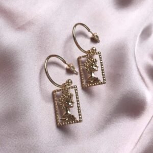 Gold Framed Face Silhouette Hoop Earrings