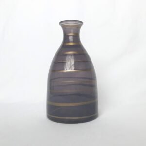 Blue Glass Vase With Gold Stripes - Decorative Bottle, Art Deco Style, Gift, Glassware, Flower Arranging, Homeware, Flowers, geometric