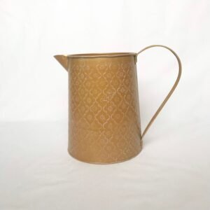 Metal Mustard Yellow Jug - Botanical Jug, Mustard Vase, Botanical Pattern, Flower Print, Metal Jug, Decorative Jug, Homeware, Home Decor