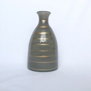 Green Glass Vase With Gold Stripes - Decorative Bottle, Art Deco Style, Gift, Glassware, Flower Arranging, Homeware, Flowers, geometric