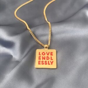 Gold Plated Statement Necklace - Love Necklace, Love Jewellery, Jewellery, Accessories, Pendant Necklace, Drop Necklace, Charm Necklace