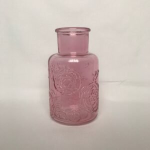 Botanical Pink Glass Vase - Pink Flower Vase, Decorative Bottle, Vintage Style, Art Deco Style, Glassware, Flower Arranging,Homeware,Flowers