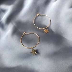 Gold Star Charm Hoop Earrings