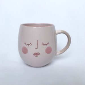 Large Light Pink Face Mug - Coffee Cup,Gifts For Her,Herbal Tea Cup,Pink Mug,Cream Mug,Pink & White,Girly Mug,Cute Face Mug,Large Tea Mug