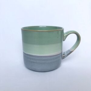 Large Blue & Green Striped Mug - Blue Mug, Green Mug, Coffee Cup, Gifts For Her, Herbal Tea Cup, Stripy Mug, Stripes, Large Mug, Sturdy Mug