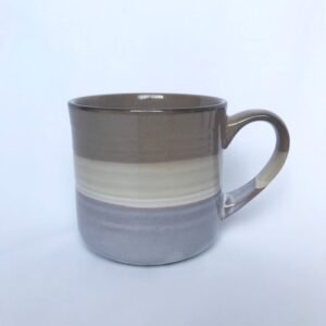 Large Blue & Grey Striped Mug - Coffee Cup, Gifts For Her, Herbal Tea Cup, Stripy Mug, Sturdy Mug, Large Mug, Blue Mug, Grey Mug, Tea Mug