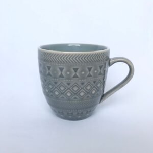 Grey Patterned Mug - Coffee Cup, Gifts For Her, Herbal Tea Cup, Grey Mug, Vintage Style Mug, Grey Tapas Mug, Grey Drinkware, Patterned Mug