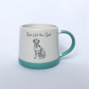 Cyan Blue Striped Dog Mug - Blue Mug, Dog Mug, Coffee Cup, Gifts For Her, Herbal Tea Cup, Ridgid Mug, Dalmation Mug, Slogan Mug, Funny Mug