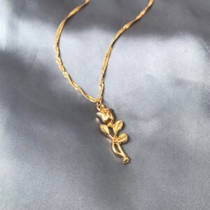 Gold Rose Necklace - Medallion, Jewellery, Accessories, Pendant Necklace, Drop Necklace, Charm Necklace, Rose Charm Necklace, Gold Flower