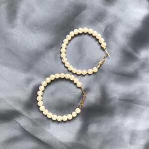 Faux Pearl Hoop Earrings – Classic Gold Style