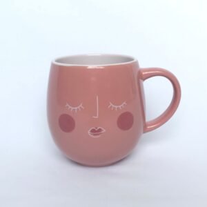 Large Dark Pink Face Mug - Coffee Cup,Gifts For Her,Herbal Tea Cup,Pink Mug,Cream Mug,Pink & White,Girly Mug,Cute Face Mug,Large Tea Mug