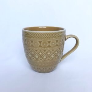 Mustard Yellow Patterned Mug - Coffee Cup, Gifts For Her, Herbal Tea Cup, Yellow Mug, Mustard Mug,Vintage Style Mug,Mustard Yellow Tapas Mug