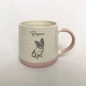 Pink Striped Dog Mug - Baby Pink Mug, Coffee Cup, Gifts For Her, Herbal Tea Cup, Ridgid Mug, French Bulldog Mug, Slogan Mug, Funny Mug