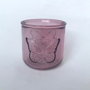 Recycled Pink Butterfly Glass Tumbler - Recycled Glass, Summer Glasses, Butterfly Glasses,Summer Glassware,Gifts For Her,Colourful Glassware