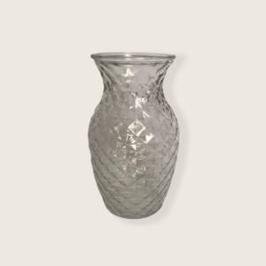 Diamond Clear Glass Vase - Decorative Bottle, Vintage Style, Art Deco Style, Gift, Glassware, Flower Arranging, Homeware, Flowers, Geometric