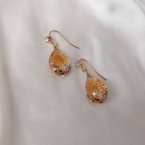 Orange Flower Resin Drop Earrings