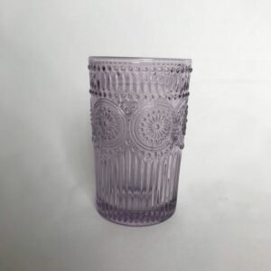Tall Purple Patterned Glass Tumbler - Summer Glasses, Patterned Glasses,Summer Glassware,Gifts For Her,Colourful Glassware