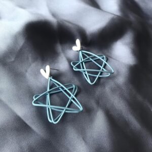 Teal Star & Heart Drop Earrings