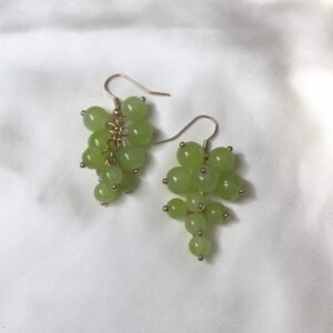 Green Grape Bead Drop Earrings