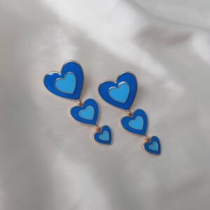 Blue Heart Drop Earrings