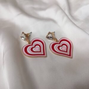 Pink Retro Heart Drop Earrings