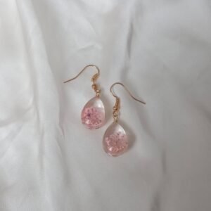 Pink Resin Teardrop Earrings